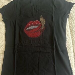 Zadig & Voltaire Black Tee Tunisian MC Love Yourself Stra